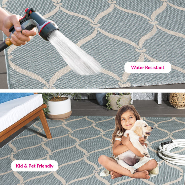 Safavieh Courtyard Power Loomed Area Rug: Timeless Elegance In Blue And Beige For Indoor Or Outdoor Spaces Black ,Beige 88% Polypropylene,12% Polyester Cy6654-256-8