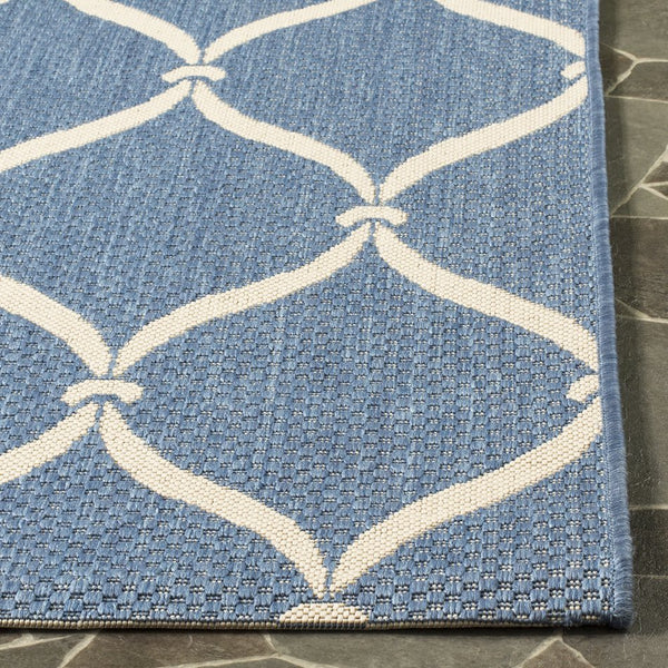 Safavieh Courtyard Power Loomed Area Rug: Timeless Elegance In Blue And Beige For Indoor Or Outdoor Spaces Black ,Beige 88% Polypropylene,12% Polyester Cy6654-256-8
