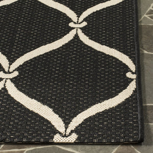 Safavieh Courtyard Power Loomed Area Rug: Timeless Elegance In Blue And Beige For Indoor Or Outdoor Spaces Black ,Beige 88% Polypropylene,12% Polyester Cy6654-256-8