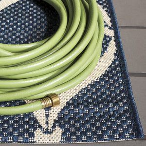 Safavieh Courtyard Power Loomed Area Rug: Timeless Elegance In Blue And Beige For Indoor Or Outdoor Spaces Black ,Beige 88% Polypropylene,12% Polyester Cy6654-256-8