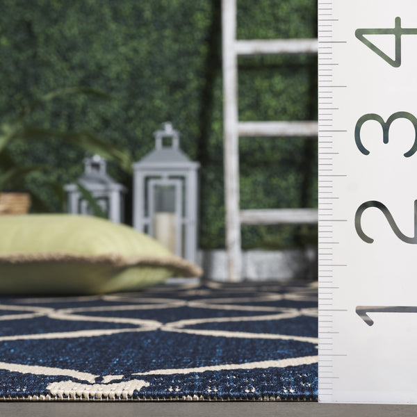 Safavieh Courtyard Power Loomed Area Rug: Timeless Elegance In Blue And Beige For Indoor Or Outdoor Spaces Black ,Beige 88% Polypropylene,12% Polyester Cy6654-256-8