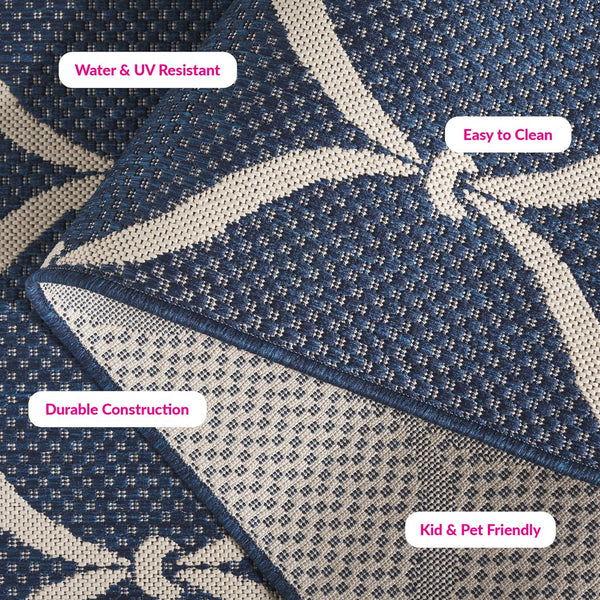 Safavieh Courtyard Power Loomed Area Rug: Timeless Elegance In Blue And Beige For Indoor Or Outdoor Spaces Black ,Beige 88% Polypropylene,12% Polyester Cy6654-256-8