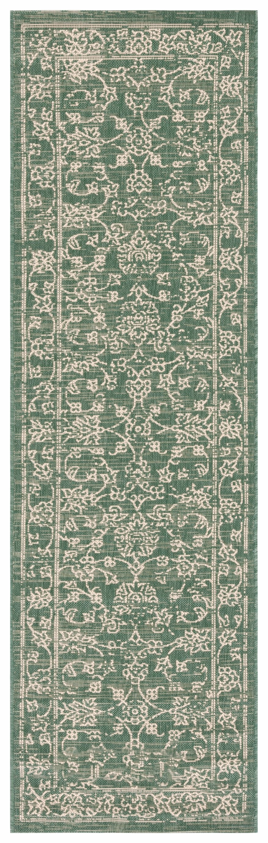 Safavieh Courtyard Dark Green Beige Floral Rug — Low Profile, Durable Power-Loomed Polypropylene Blend, 10X14 10'-0" x 14'-0" CY6680-32221-10