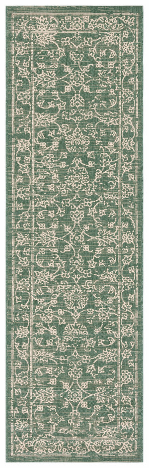 Safavieh Courtyard Round Dark Green Beige Area Rug — Power-Loomed Turkish Durable Soft Poly Blend Accent Rug 7'-10" x 7'-10" CY6680-32221-8R