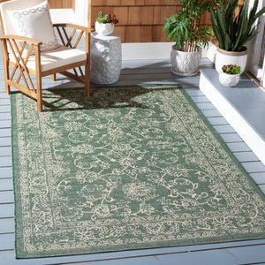 Safavieh Courtyard Traditional Dark Green Beige Area Rug — Low-Profile, Durable Power-Loomed Turkish Rug 6'-0" x 8'-0" CY6680-32221-68
