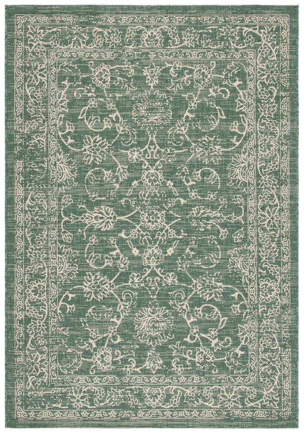 Safavieh Courtyard Traditional Dark Green Beige Area Rug — Low-Profile, Durable Power-Loomed Turkish Rug 6'-0" x 8'-0" CY6680-32221-68
