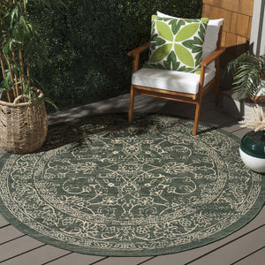 Safavieh Courtyard Elegant Dark Green & Beige Runner Rug — Power-Loomed Turkey, Low-Profile Durable Pile 2'-3" x 11'-0" CY6680-32221-211