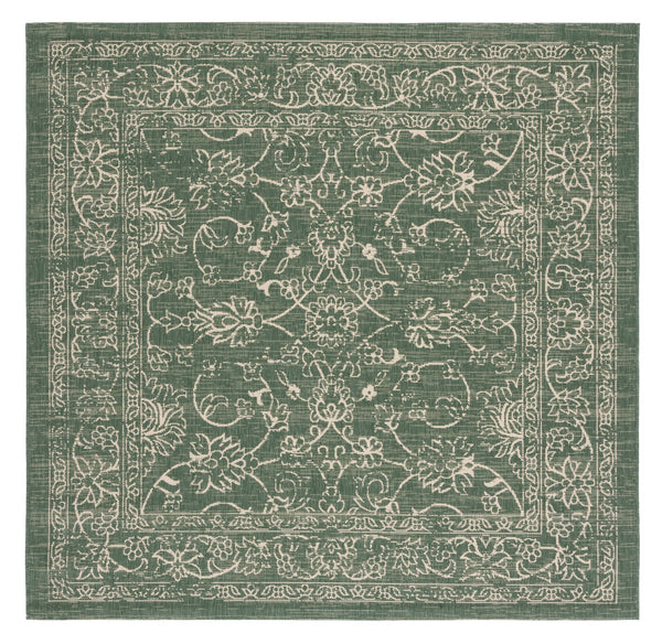 Safavieh Courtyard Dark Green Beige Floral Rug — Low Profile, Durable Power-Loomed Polypropylene Blend, 10X14 10'-0" x 14'-0" CY6680-32221-10