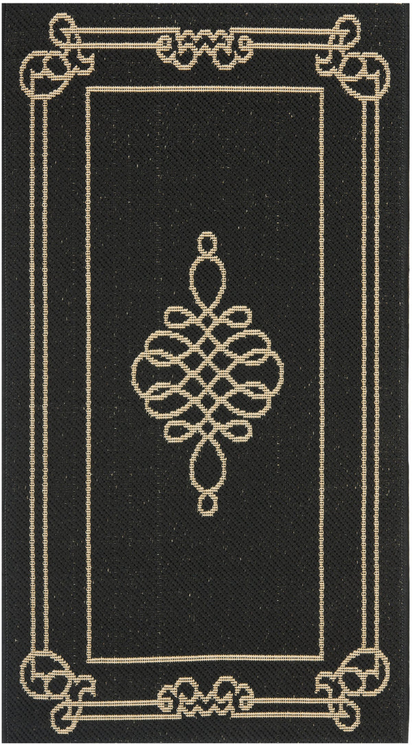 Safavieh Courtyard Large Power-Loomed Black & Cream Area Rug — Transitional Medallion Design, Durable Kid-Friendly 10'-0" x 14'-0" CY6788-26-10