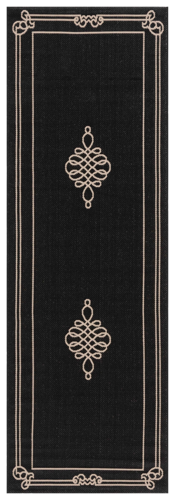Safavieh Courtyard Large Power-Loomed Black & Cream Area Rug — Transitional Medallion Design, Durable Kid-Friendly 10'-0" x 14'-0" CY6788-26-10