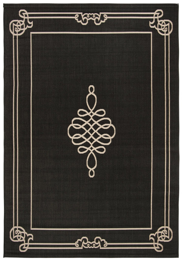 Safavieh Courtyard Large Power-Loomed Black & Cream Area Rug — Transitional Medallion Design, Durable Kid-Friendly 10'-0" x 14'-0" CY6788-26-10