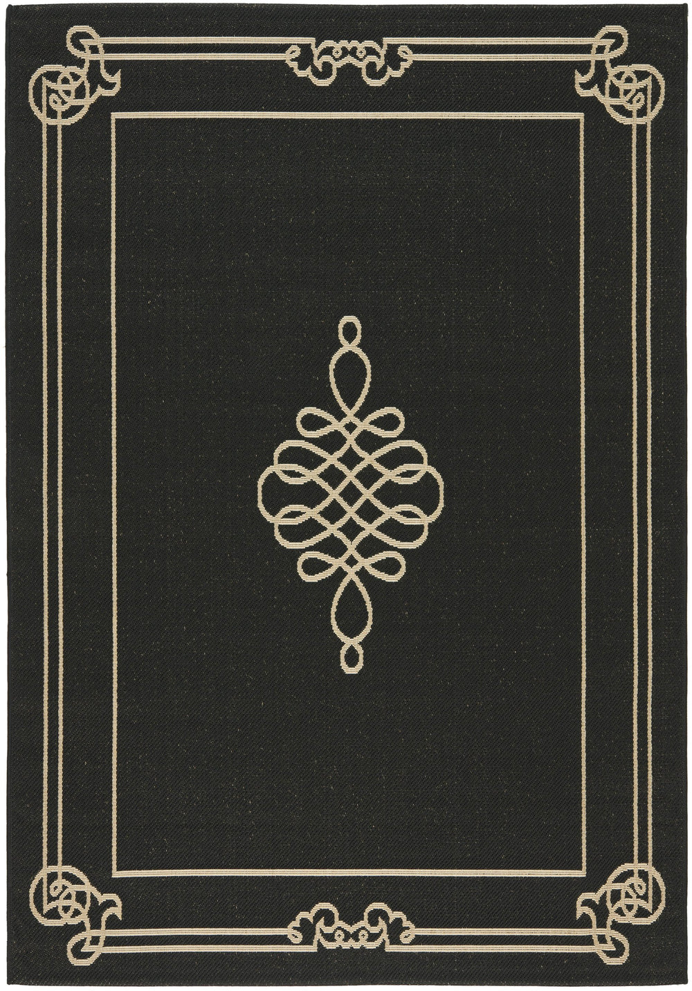 Safavieh Courtyard Elegant Black And Cream Runner Rug — Low-Profile, Durable Power-Loomed Design For Hallways 2'-3" x 14'-0" CY6788-26-214