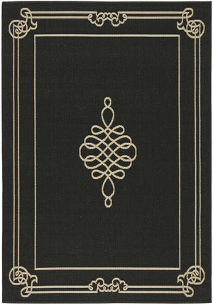 Safavieh Courtyard Elegant Black And Cream Runner Rug — Low-Profile, Durable Power-Loomed Design For Hallways 2'-3" x 14'-0" CY6788-26-214