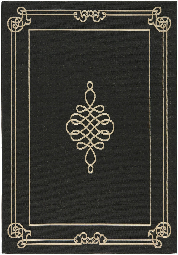 Safavieh Courtyard Elegant Black And Cream Runner Rug — Low-Profile, Durable Power-Loomed Design For Hallways 2'-3" x 14'-0" CY6788-26-214