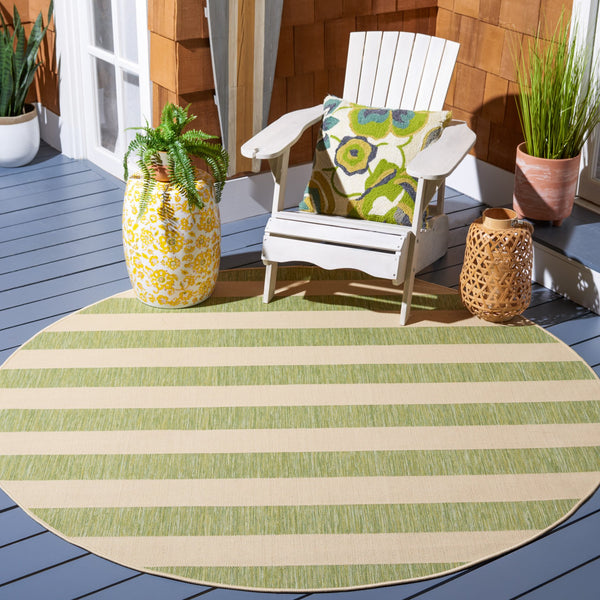 Safavieh Courtyard Elegant Striped Area Rug - Modern Design In Durable, Soft Blend For Home & Outdoor Spaces Beige ,Black 88% Polypropylene,12% Polyester Cy6812-25612-4sq