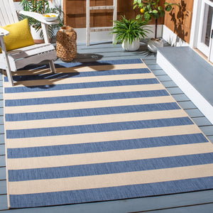 Safavieh Courtyard Elegant Striped Area Rug - Modern Design In Durable, Soft Blend For Home & Outdoor Spaces Beige ,Black 88% Polypropylene,12% Polyester Cy6812-25612-4sq