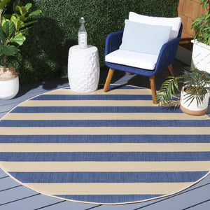 Safavieh Courtyard Elegant Striped Area Rug - Modern Design In Durable, Soft Blend For Home & Outdoor Spaces Beige ,Black 88% Polypropylene,12% Polyester Cy6812-25612-4sq