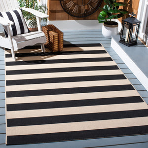 Safavieh Courtyard 6812 Power Loomed 88% Polypropylene, 12% Polyester Indoor / Outdoor Rug Beige / Black CY6812-25612-10