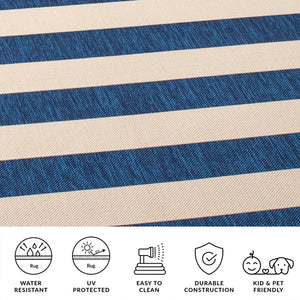 Safavieh Courtyard Elegant Striped Area Rug - Modern Design In Durable, Soft Blend For Home & Outdoor Spaces Beige ,Black 88% Polypropylene,12% Polyester Cy6812-25612-4sq