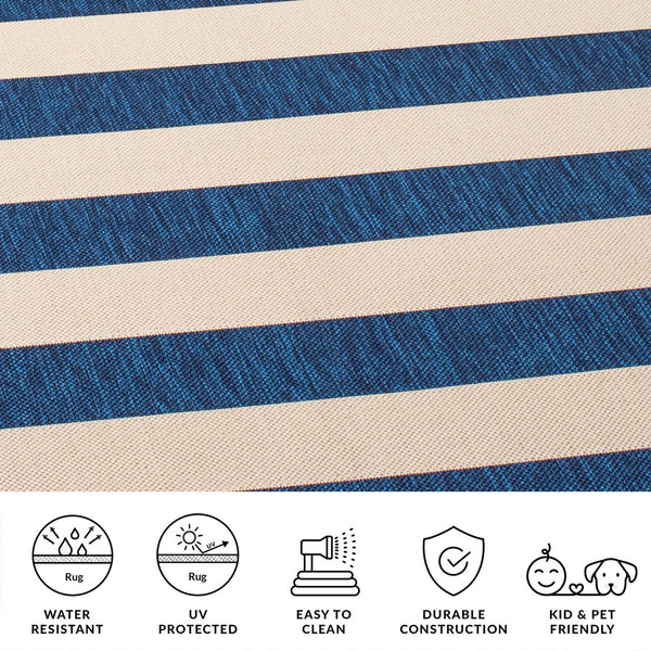 Safavieh Courtyard Elegant Striped Area Rug - Modern Design In Durable, Soft Blend For Home & Outdoor Spaces Beige ,Black 88% Polypropylene,12% Polyester Cy6812-25612-4sq