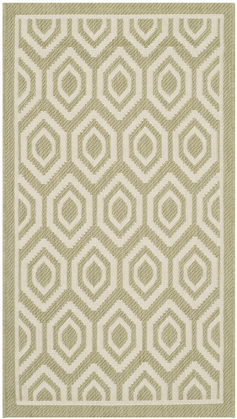 Safavieh Courtyard 6902-244 Green Beige 2' X 3'-7" Durable Accent Area Rug With Geometric Design & Oeko-tex Green ,Beige 88% Polypropylene,12% Polyester Cy6902-244-2