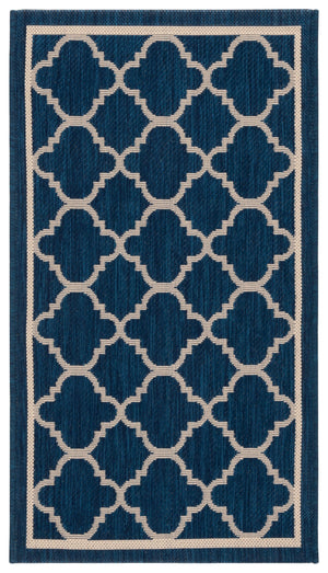 Safavieh Courtyard Oversized 11X15 Navy Beige Geometric Rug — Low-Profile, Power-Loomed Turkey, Durable Fibers CY6918-268-1115