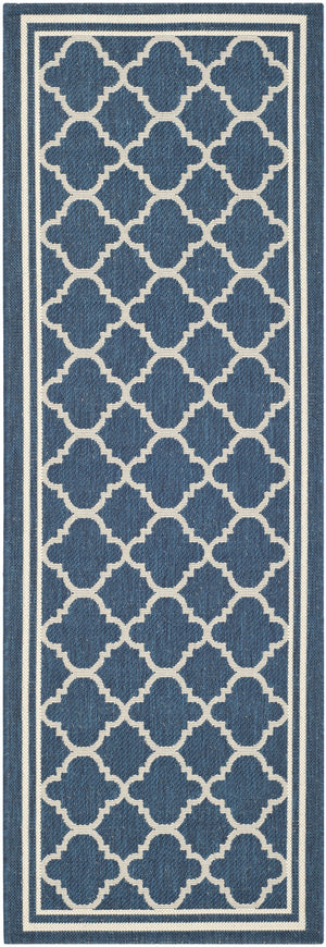 Safavieh Courtyard Oversized 11X15 Navy Beige Geometric Rug — Low-Profile, Power-Loomed Turkey, Durable Fibers CY6918-268-1115