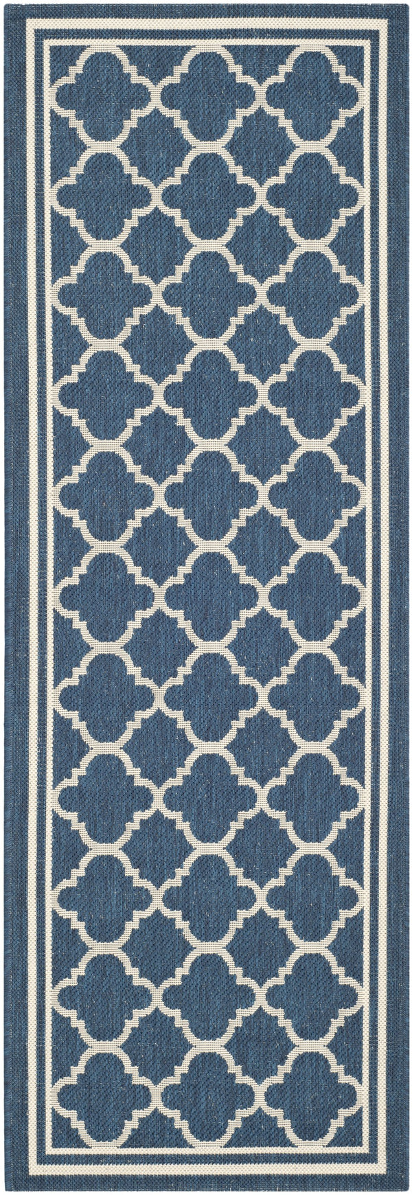Safavieh Courtyard Oversized 11X15 Navy Beige Geometric Rug — Low-Profile, Power-Loomed Turkey, Durable Fibers CY6918-268-1115