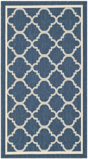 Safavieh Courtyard Oversized 11X15 Navy Beige Geometric Rug — Low-Profile, Power-Loomed Turkey, Durable Fibers CY6918-268-1115