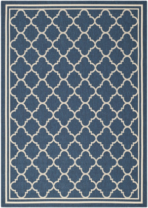 Safavieh Courtyard Oversized 11X15 Navy Beige Geometric Rug — Low-Profile, Power-Loomed Turkey, Durable Fibers CY6918-268-1115