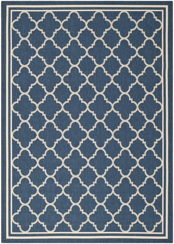 Safavieh Courtyard Oversized 11X15 Navy Beige Geometric Rug — Low-Profile, Power-Loomed Turkey, Durable Fibers CY6918-268-1115