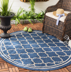 Safavieh Courtyard Oversized 11X15 Navy Beige Geometric Rug — Low-Profile, Power-Loomed Turkey, Durable Fibers CY6918-268-1115
