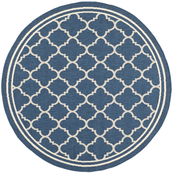 Safavieh Courtyard Oversized 11X15 Navy Beige Geometric Rug — Low-Profile, Power-Loomed Turkey, Durable Fibers CY6918-268-1115