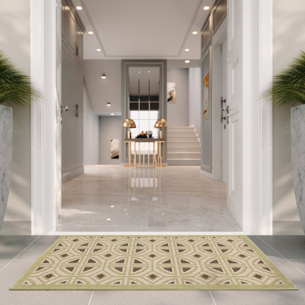 Safavieh Courtyard Beige/Sweet Pea Area Rug - Elegant Indoor/Outdoor Accent With Geometric Motifs, 2x3.5 Ft Beige ,Sweet Pea 88% Polypropylene,12% Polyester Cy7017-218-2
