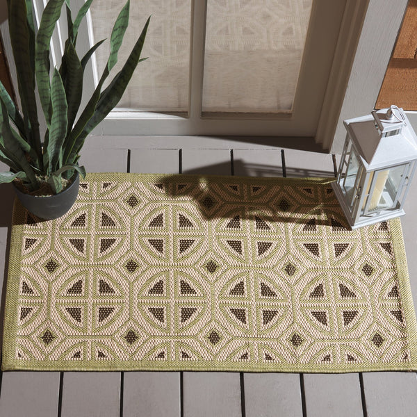 Safavieh Courtyard Beige/Sweet Pea Area Rug - Elegant Indoor/Outdoor Accent With Geometric Motifs, 2x3.5 Ft Beige ,Sweet Pea 88% Polypropylene,12% Polyester Cy7017-218-2