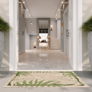 Safavieh Courtyard 10' X 14' Elegant Cream & Green Area Rug - Perfect For Indoor/Outdoor Spaces, Oeko-tex Certified Cream ,Green 88% Polypropylene,12% Polyester Cy7836-14a5-10