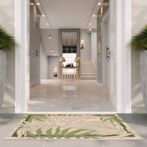 Safavieh Courtyard 10' X 14' Elegant Cream & Green Area Rug - Perfect For Indoor/Outdoor Spaces, Oeko-tex Certified Cream ,Green 88% Polypropylene,12% Polyester Cy7836-14a5-10