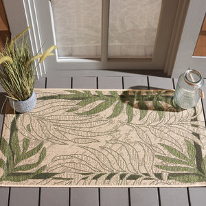 Safavieh Courtyard Nature-inspired Area Rug - Elegant Design, Durable Blend For Indoor & Outdoor Use Cream ,Green 88% Polypropylene,12% Polyester Cy7836-14a5-222