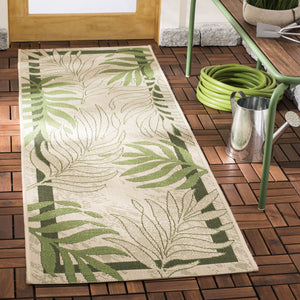Safavieh Courtyard 10' X 14' Elegant Cream & Green Area Rug - Perfect For Indoor/Outdoor Spaces, Oeko-tex Certified Cream ,Green 88% Polypropylene,12% Polyester Cy7836-14a5-10