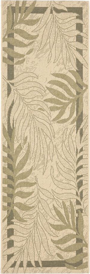 Safavieh Courtyard Nature-inspired Area Rug - Elegant Design, Durable Blend For Indoor & Outdoor Use Cream ,Green 88% Polypropylene,12% Polyester Cy7836-14a5-222