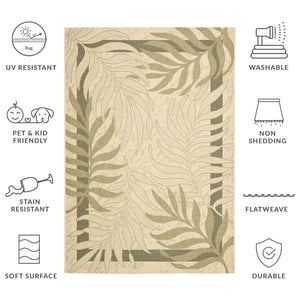 Safavieh Courtyard 10' X 14' Elegant Cream & Green Area Rug - Perfect For Indoor/Outdoor Spaces, Oeko-tex Certified Cream ,Green 88% Polypropylene,12% Polyester Cy7836-14a5-10