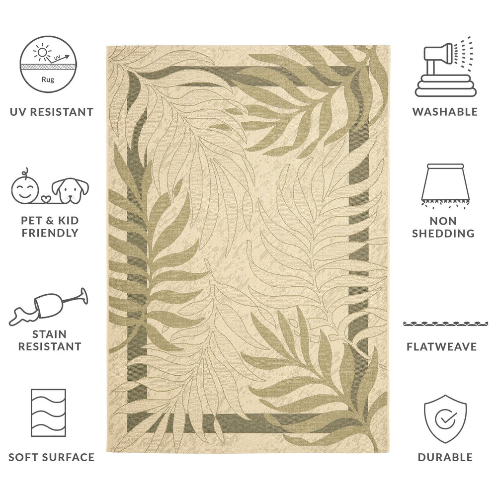 Safavieh Courtyard Nature-inspired Area Rug - Elegant Design, Durable Blend For Indoor & Outdoor Use Cream ,Green 88% Polypropylene,12% Polyester Cy7836-14a5-222