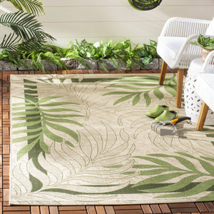 Safavieh Courtyard 10' X 14' Elegant Cream & Green Area Rug - Perfect For Indoor/Outdoor Spaces, Oeko-tex Certified Cream ,Green 88% Polypropylene,12% Polyester Cy7836-14a5-10