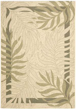 Safavieh Courtyard 10' X 14' Elegant Cream & Green Area Rug - Perfect For Indoor/Outdoor Spaces, Oeko-tex Certified Cream ,Green 88% Polypropylene,12% Polyester Cy7836-14a5-10