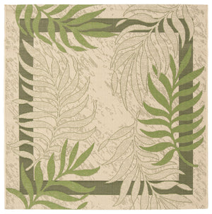 Safavieh Courtyard 10' X 14' Elegant Cream & Green Area Rug - Perfect For Indoor/Outdoor Spaces, Oeko-tex Certified Cream ,Green 88% Polypropylene,12% Polyester Cy7836-14a5-10