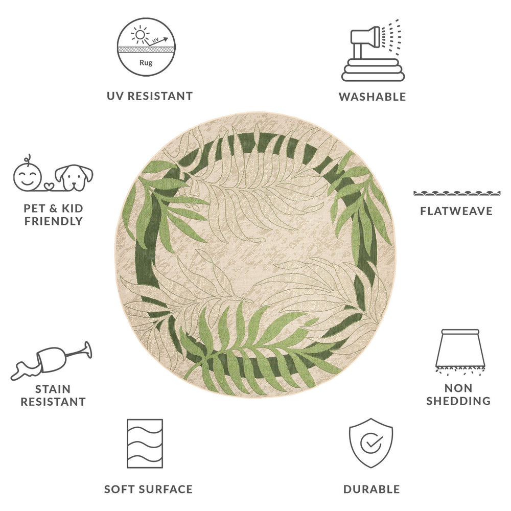 Safavieh Courtyard Nature-inspired Area Rug - Elegant Design, Durable Blend For Indoor & Outdoor Use Cream ,Green 88% Polypropylene,12% Polyester Cy7836-14a5-222