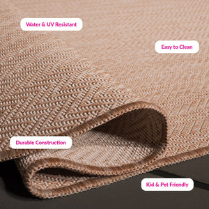 Safavieh Courtyard Coastal Serenity Area Rug - Durable Power Loomed Design In Natural And Cream Hues Natural ,Cream 88% Polypropylene,12% Polyester Cy8022-03012-5rr