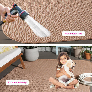 Safavieh Courtyard Coastal Serenity Area Rug - Durable Power Loomed Design In Natural And Cream Hues Natural ,Cream 88% Polypropylene,12% Polyester Cy8022-03012-5rr