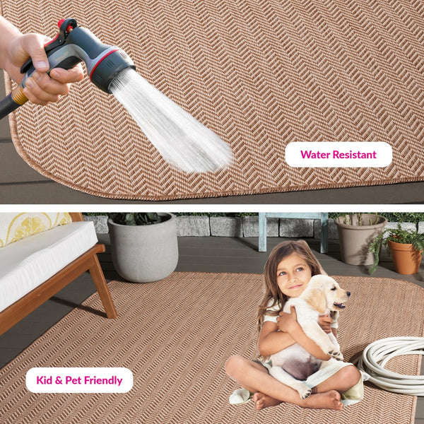 Safavieh Courtyard Coastal Serenity Area Rug - Durable Power Loomed Design In Natural And Cream Hues Natural ,Cream 88% Polypropylene,12% Polyester Cy8022-03012-5rr