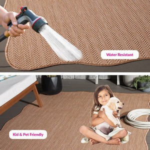 Safavieh Courtyard Coastal Serenity Area Rug - Durable Power Loomed Design In Natural And Cream Hues Natural ,Cream 88% Polypropylene,12% Polyester Cy8022-03012-5sc